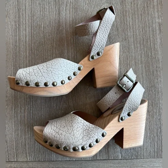 Free People Pasadena Wooden Platform Clog Sandals Womens 10 / EU 41 EUC - Picture 2 of 12
